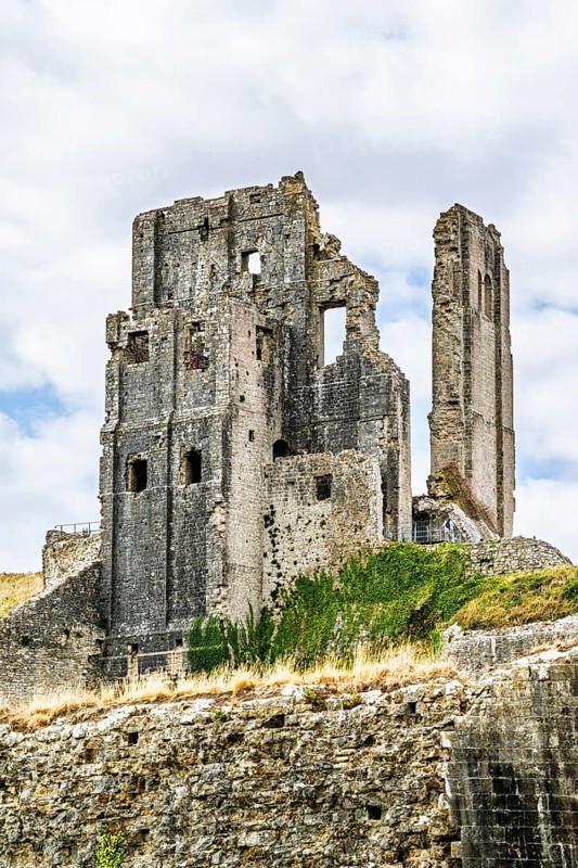 Ruins of Corfe Castle, Wareham, Dorset, England, United Kingdom