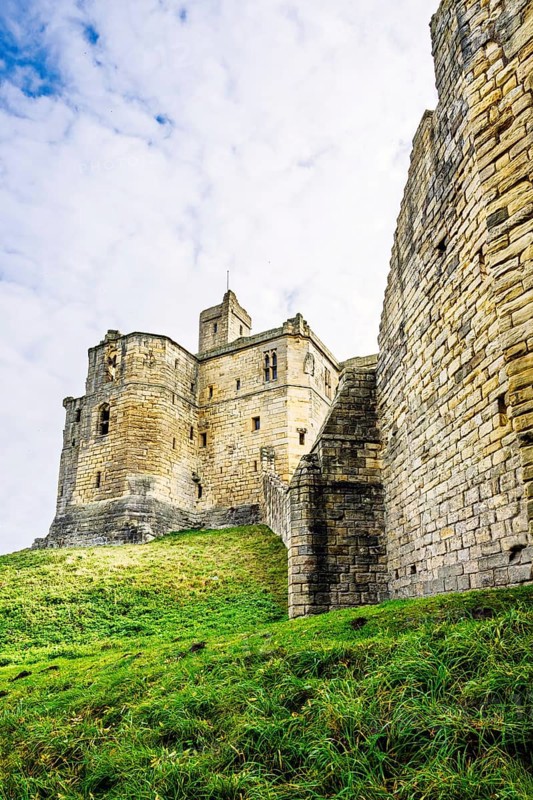 Ruins of Warkworth Castle, River Coquet, Warkworth, Northumberland, England, UK