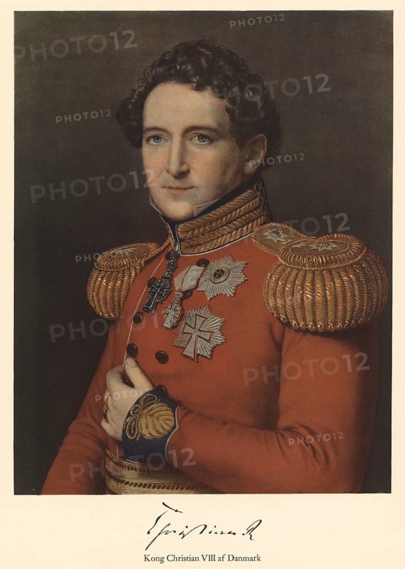 Christian VIII. Frederick (born 18 September 1786, died 20 January 1848) was King of Denmark and Duke of Schleswig, Holstein and Lauenburg from 1839 to 1848, authentic, digitally restored reproduction from a 19th century original, exact date of depiction unknown, Historical