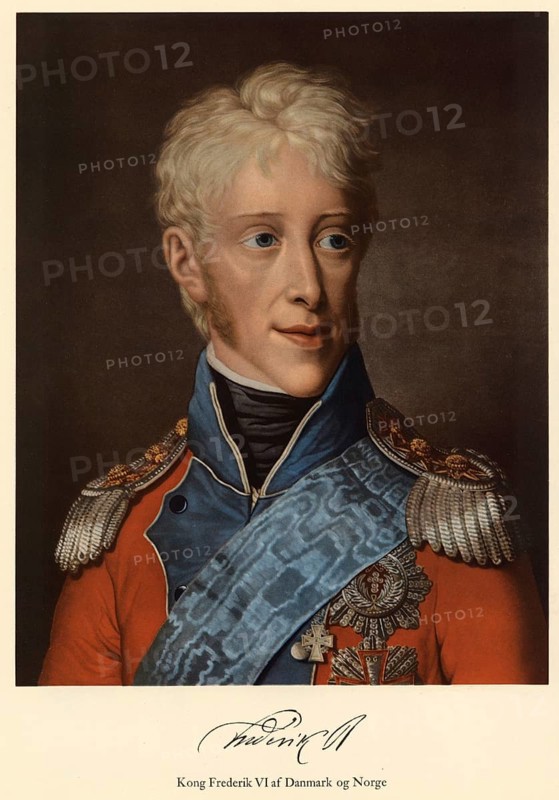 Frederick VI, Frederik, was King of Denmark from 1808 to 1839 and King of Norway from 1808 to 1814, authentic, digitally restored reproduction from a 19th century model, exact date of presentation unknown, historical