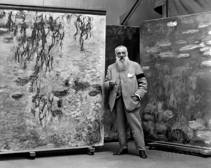 Portrait of Claude Monet, studio at Giverny, 1840 – 1926, French painter and founder of Impressionism, digitally optimized based on a historical photograph
