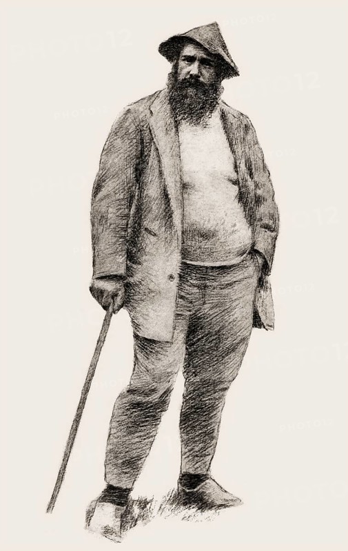 Portrait of Claude Monet, garden at Giverny, 1840 – 1926, French painter and founder of Impressionism, digitally optimized based on a photograph by Theodore Robinson, 1880