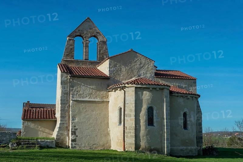 St Andrew's Church, romanesque church of Taxat-Senat. Allier department. Auvergne Rhone Alpes. France. Europe