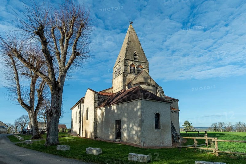 Painted church St Aignan's, Church of Begues. Allier department. Auvergne Rhone Alpes. France. Europe
