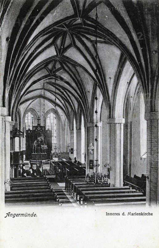 Angermünde, St. Mary's Church, district of Uckermark in the state of Brandenburg, Germany, postcard, view around 1900 - 1910, historical, digital reproduction of a historical postcard, authentic, public domain, from that time, exact date unknown