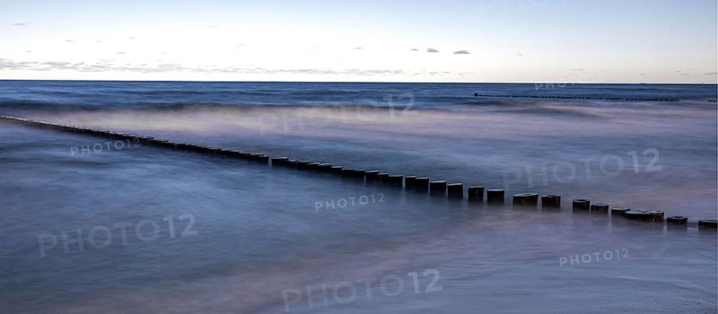 Grooves in the sea, panorama, long exposure, Zingst, Fischland-Darß-Zingst, Western Pomerania Lagoon Area National Park, Mecklenburg-Western Pomerania, Germany
