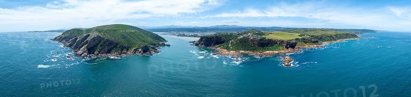 Aerial view of coast and landscape near Knysna, Knysna Heads, South Africa