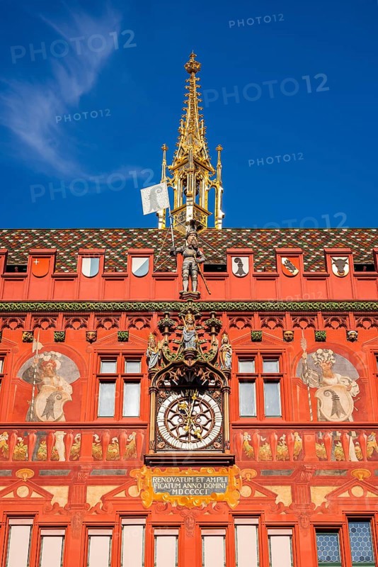 Exterior view of Red Town Hall, Market Square, Basel