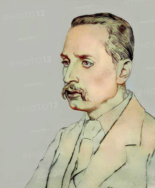 Portrait of Rainer Maria Rilke, 1875 – 1926, Austrian poet and novelist, based on a sketch by Emil Orlik, digitally edited
