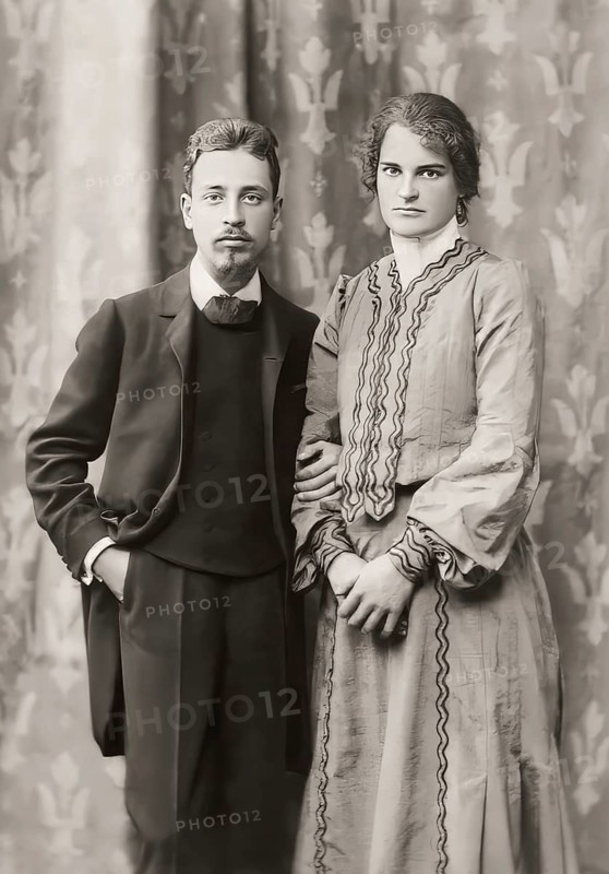 Rainer Maria Rilke, 1875 – 1926, Austrian poet and novelist with his wife sculptress Clara Rilke-Westhoff, Rome 1903, digitally edited