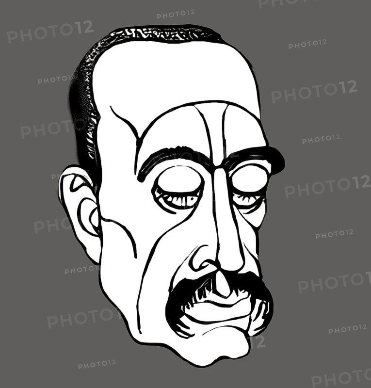 Portrait of Rainer Maria Rilke, 1875 – 1926, Austrian poet and novelist, based on a sketch, digitally edited