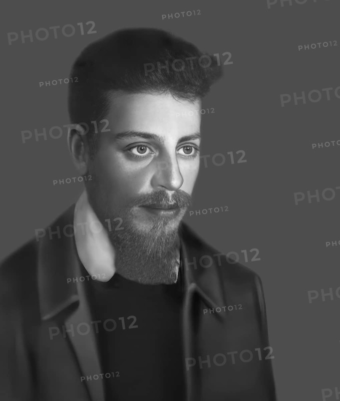 Portrait of Rainer Maria Rilke, 1875 – 1926, Austrian poet and novelist, based on a picture by Oskar Zwintscher, digitally edited