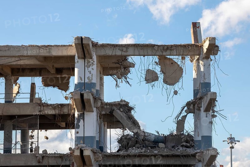 Washington, DC - Demolition of RFK Stadium. The stadium hosted baseball, football, soccer, and other events from 1961 to 2019. It will be replaced by a $3.7 billion stadium for the National Football League's Washington Commanders