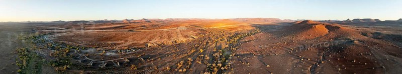 Aerial view, evening mood, hills and dry landscape near Palmwag, Kunene region, Namibia