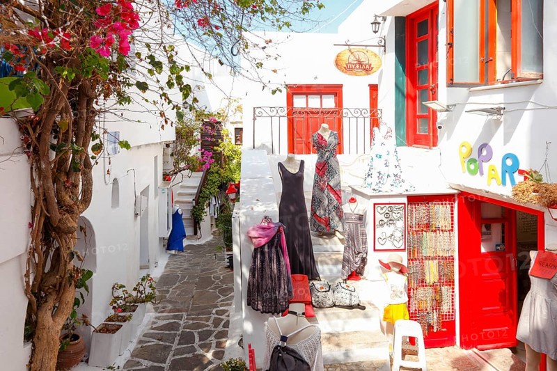Alley in the old town of Naxos, Cyclades, Greece