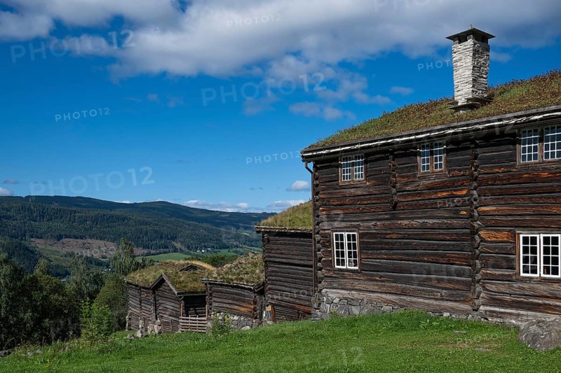 Maihaugen open-air museum with houses and objects from farms in Gudbrandsdal, Lillehammer am Mjøsa Lake, Innlandet Municipality, Norway