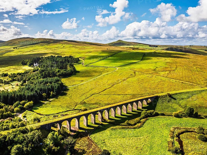 Shankend Viaduct from a drone, Hawick, Scottish Borders, Scotland, UK