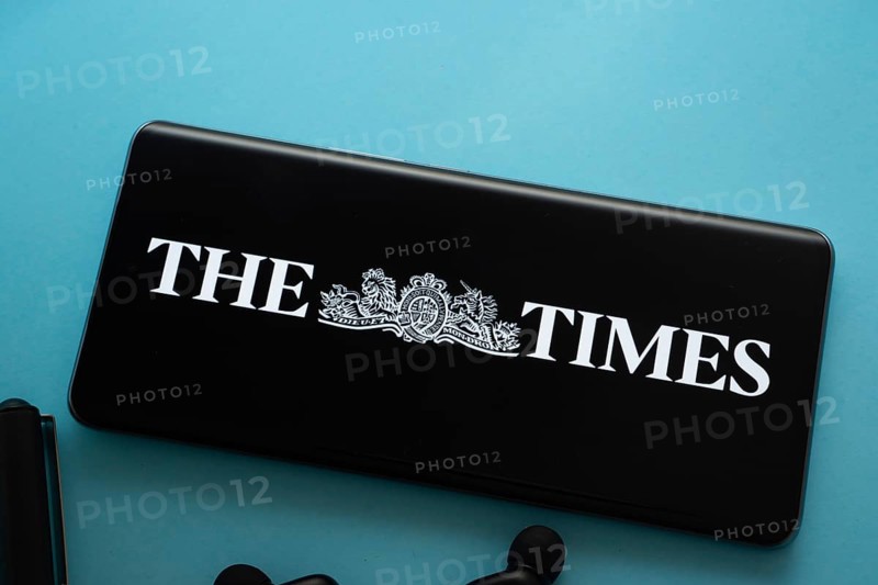 Dhaka, Bangladesh - 18 March 2025: The logo of the times is displayed on a smartphone screen