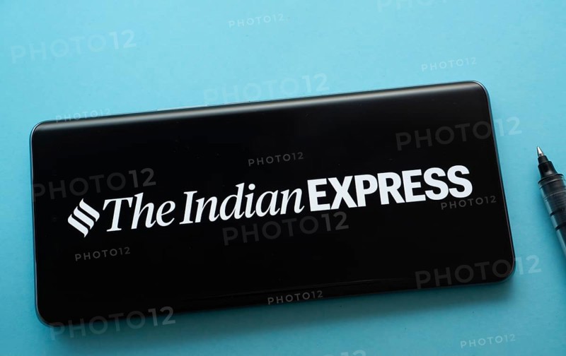 Dhaka, Bangladesh - 18 March 2025: The logo of The Indian Express is displayed on a smartphone screen