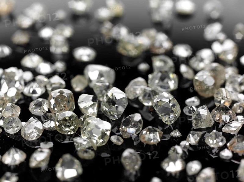Many valuable diamonds, some rough, some cut, for further processing for the jewellery industry