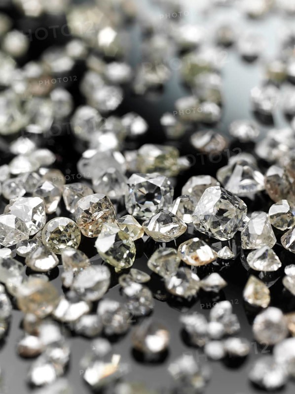 Many valuable diamonds, some rough, some cut, for further processing for the jewellery industry