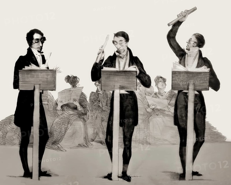 Caricature of gesturing Carl Maria von Weber, 1786 - 1826, German composer, conductor and pianist, digitally edited