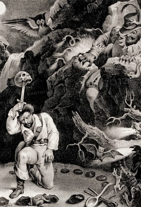 Scene from Act 2, the Romantic opera Der Freischütz by Carl Maria von Weber, 1786 - 1826, German composer, digitally edited