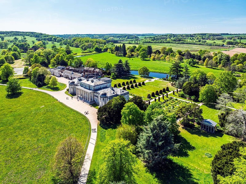 Shugborough Estate from a drone, Great Haywood, Staffordshire, England, United Kingdom