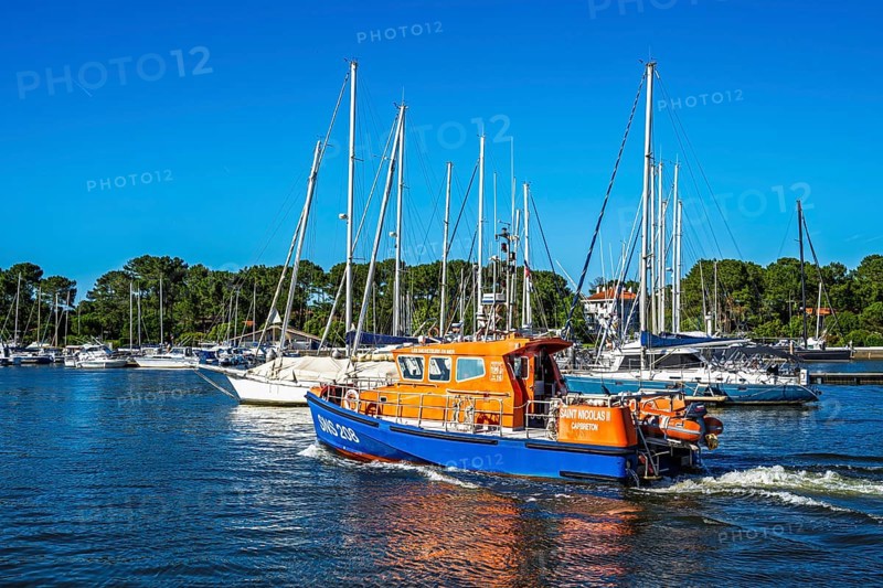 Boats on canal in Capbreton, Landes, Nouvelle-Aquitaine, France