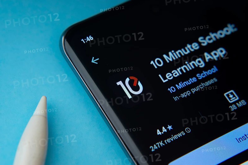Dhaka, Bangladesh- 16 July 2025: 10 Minute School app from Google Playstore is displayed on a smartphone screen