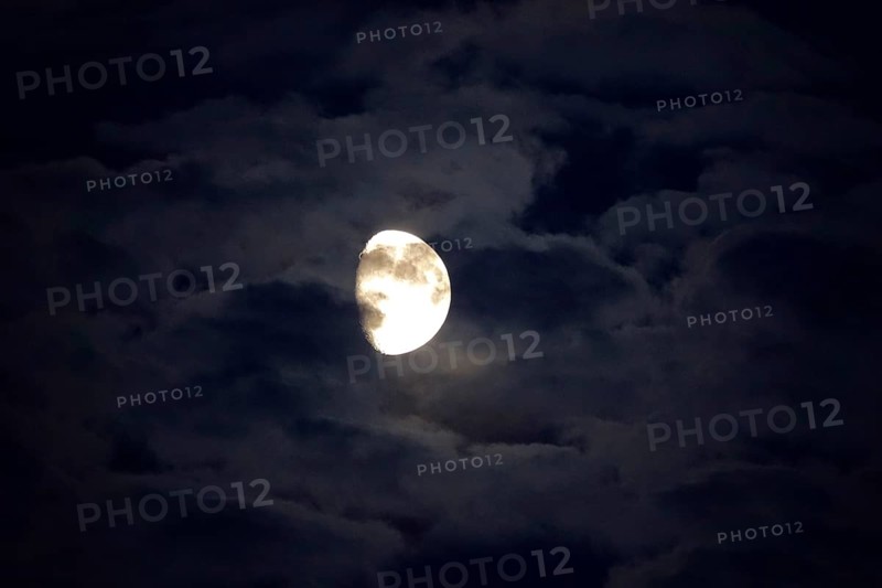 Picturesque sky with moon, moonlit night, July, Germany