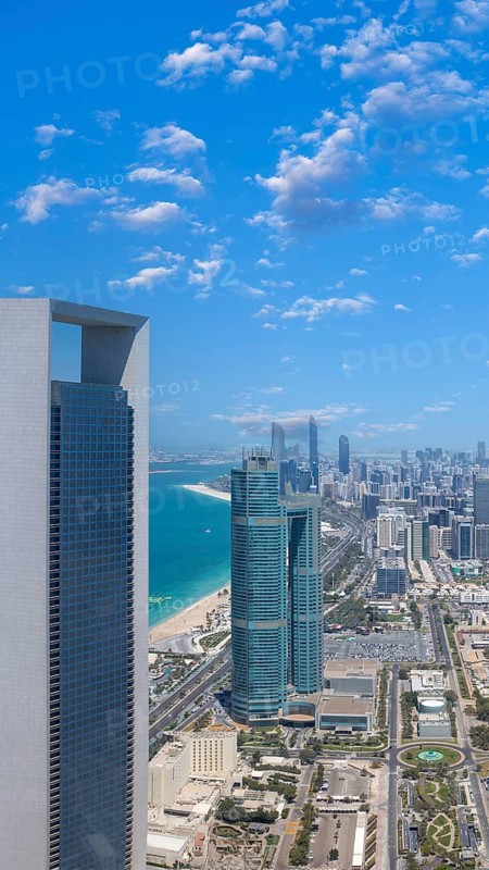 UAE, United Arab Emirates, Abu Dhabi downtown panorama and financial center skyline