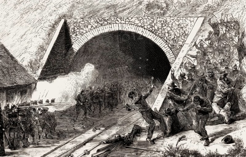 The Göschenen unrest, 27th and 28th of July 1875, during the construction of the Gotthard tunnel in the Swiss municipality of Göschenen, canton of Uri