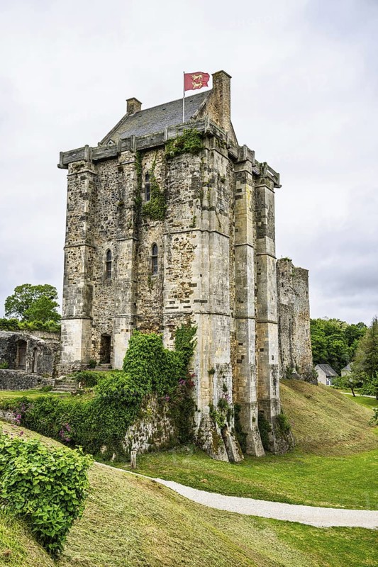 Castle ruin of Chateau de Saint-Sauveur-le-Vicomte, Manche, Normandy, France