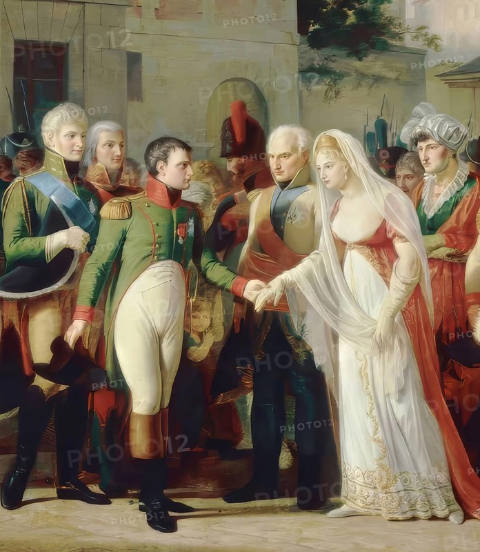 The Treaties of Tilsit, Napoleon, Alexander I of Russia, Queen Louise of Prussia in Tilsit, 1807, digitally edited after Tardieu