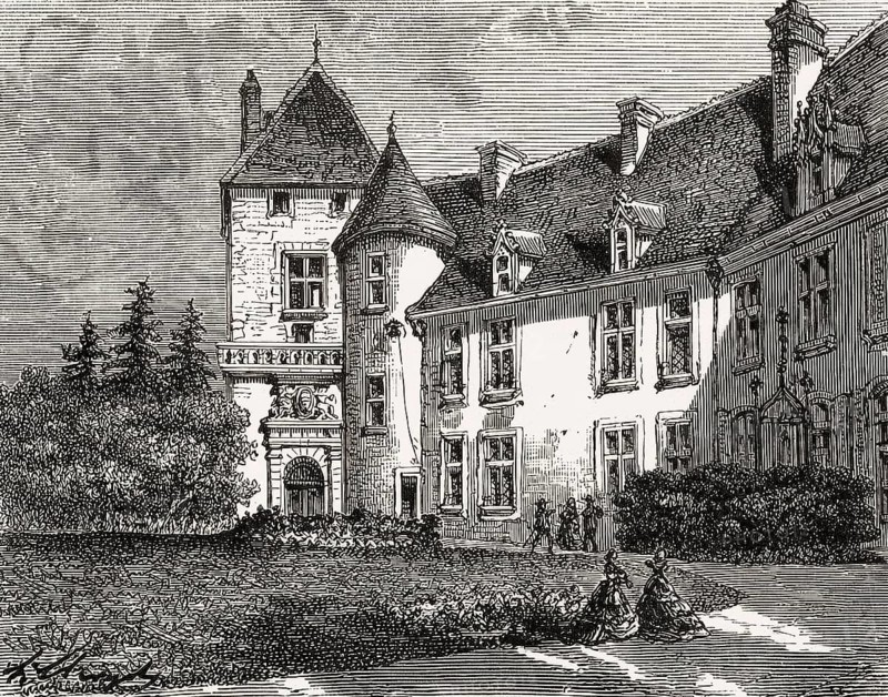 Epoisses castle, château d'Époisses, village d'Époisses, Burgundy, Côte-d'Or, France, former home of Marie de Rabutin-Chantal, marquise de Sévigné, also known as Madame de Sévigné or Mme de Sévigné, French aristocrat
