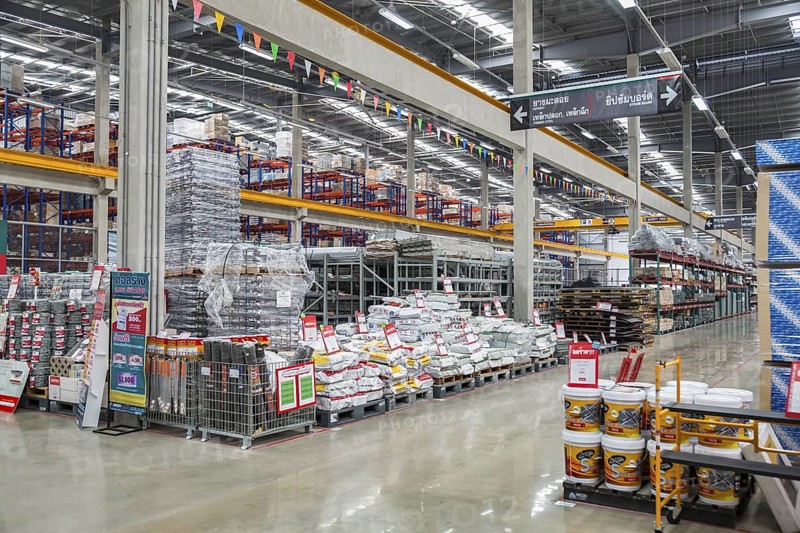 Building materials inside the Mega Home Center warehouse store in Chiang Rai, Thailand