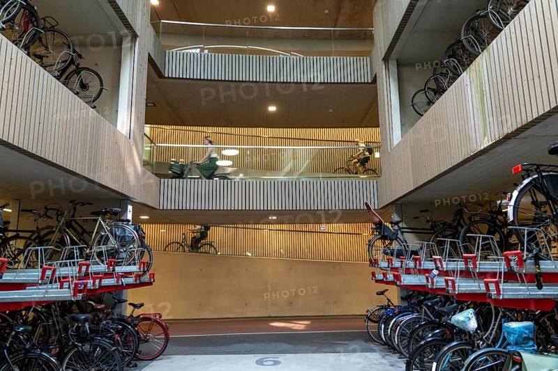 Central bicycle car park at Stationsplein, the largest bicycle car park in the world with over 13, 000 parking spaces on 3 floors, directly below the central station, Utrecht Centraal, Netherlands