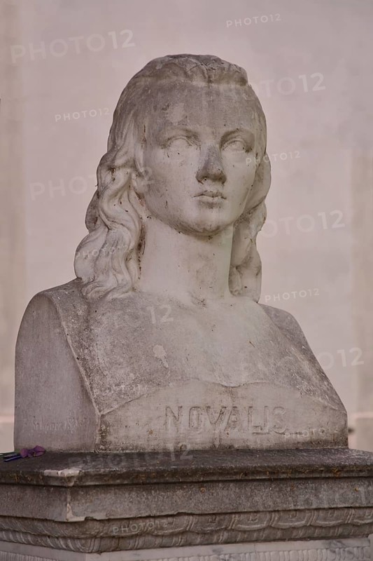 Novalis monument to writer and philosopher Friedrich von Hardenberg, head, bust, Weißenfels, Saxony-Anhalt, Germany