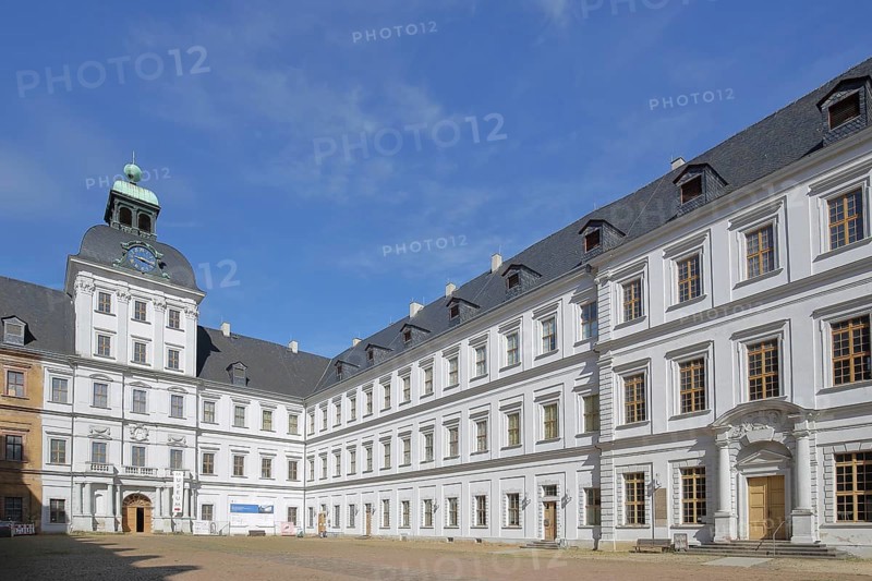 Inner courtyard of the baroque castle Neu-Augustusburg, Weißenfels, Saxony-Anhalt, Germany