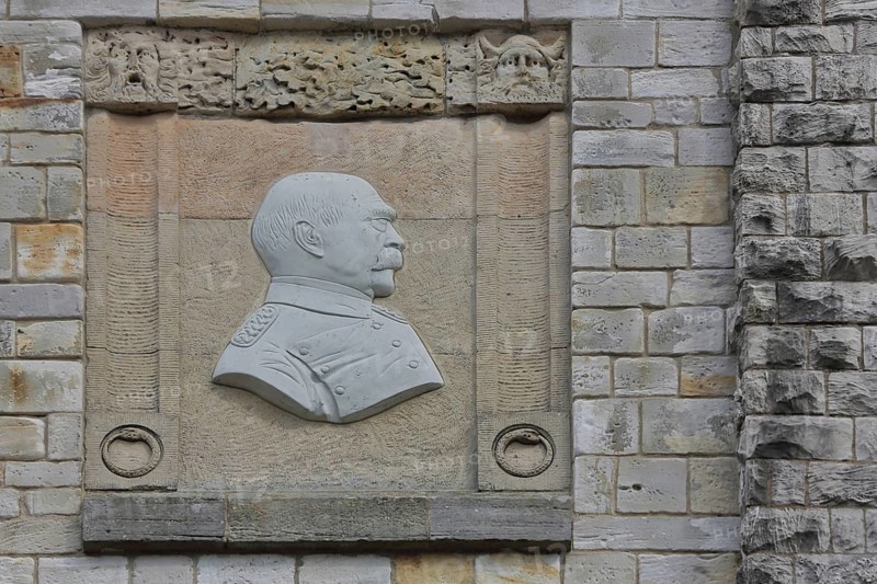 Relief of Otto von Bismarck on the Bismarck Tower built in 1907, monument, head, Weißenfels, Saxony-Anhalt, Germany