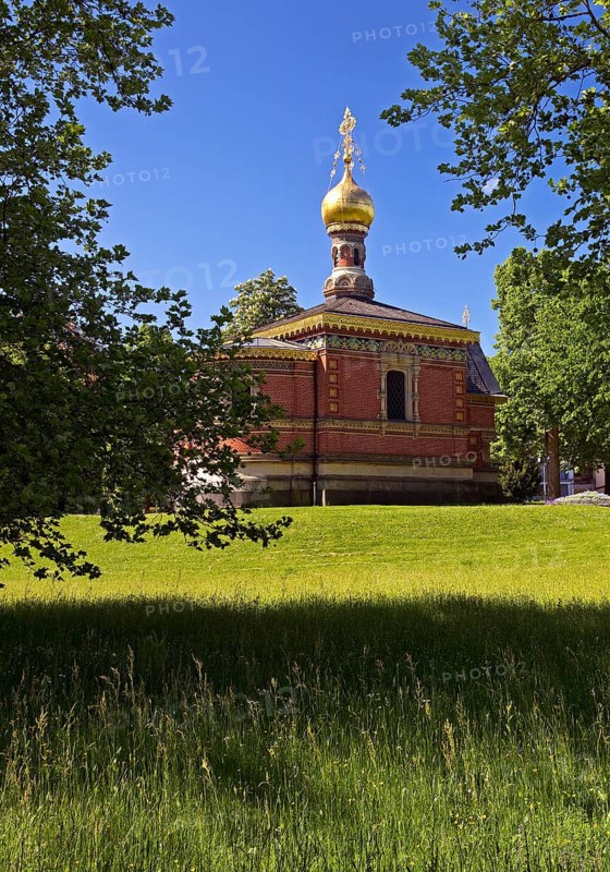 Russian Orthodox Church of All Saints, also known as the Russian Chapel, spa garden, Bad Homburg vor der Höhe, Hesse, Germany