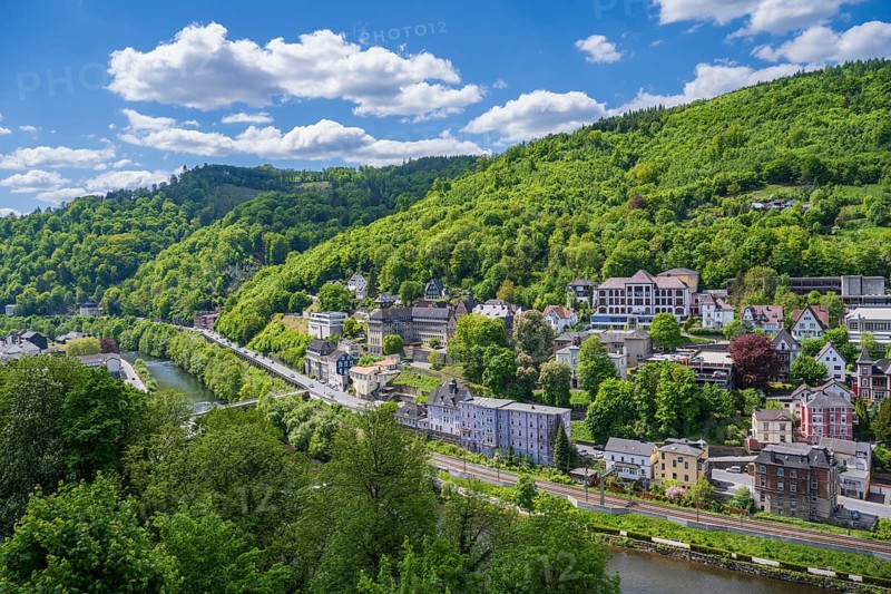 Town view, Lennetal, Altena, Sauerland, Westphalia, North Rhine-Westphalia, Germany