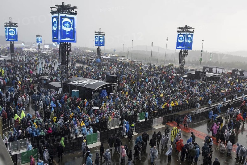 Heavy rain at the Rock am Ring Festival on Saturday, Nürburgring race track race track, 07.06.2025