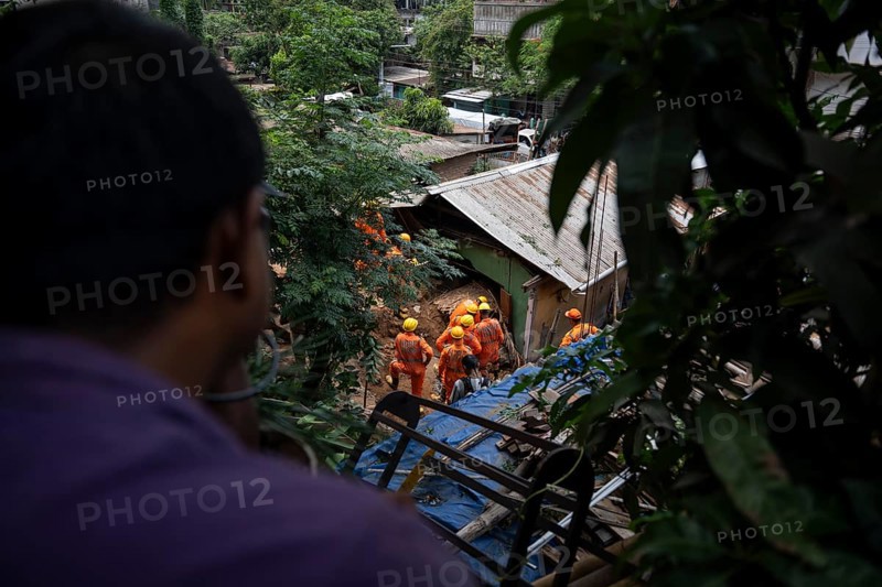 Rescue operations by the National Disaster Response Force (NDRF) and police are in full swing after a major landslide, triggered by a heavy downpour, in Guwahati, India, on June 7, 2025. One person was reported missing in thr landslide and two houses damaged