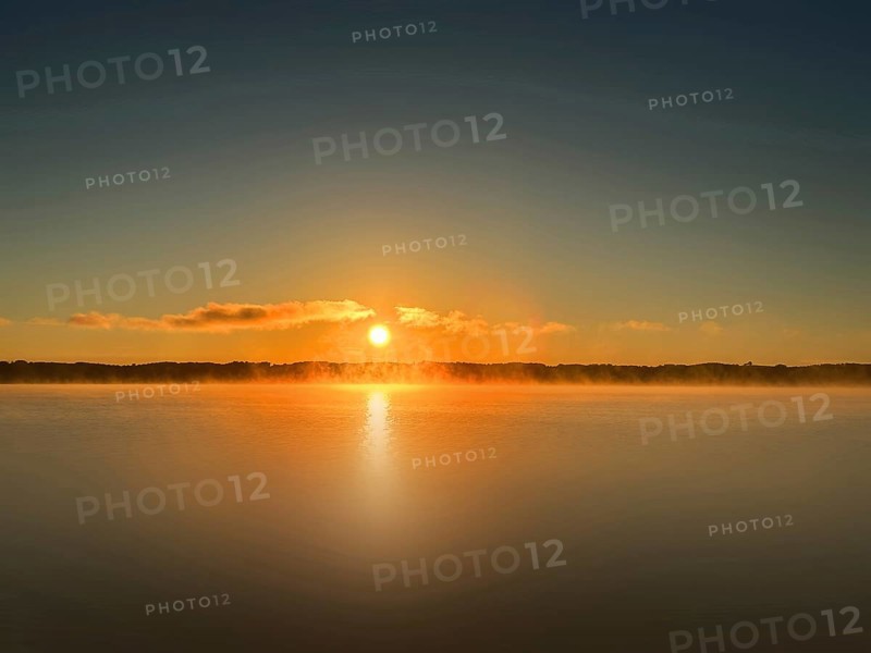 Evening mood, light fog over Lake Starnberg, Bavaria, Germany