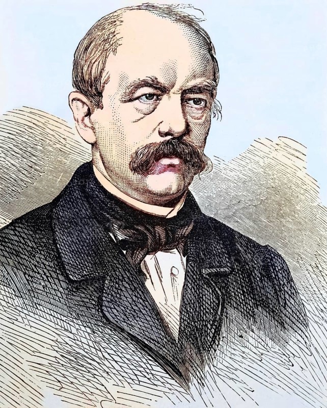 Portrait of Otto Eduard Leopold, Prince of Bismarck, Duke of Lauenburg (1 April 1815 to 30 July 1898), known as Otto von Bismarck. He was a conservative German statesman who dominated European affairs from the 1860s until his dismissal in 1890., digital reproduction of a historical original