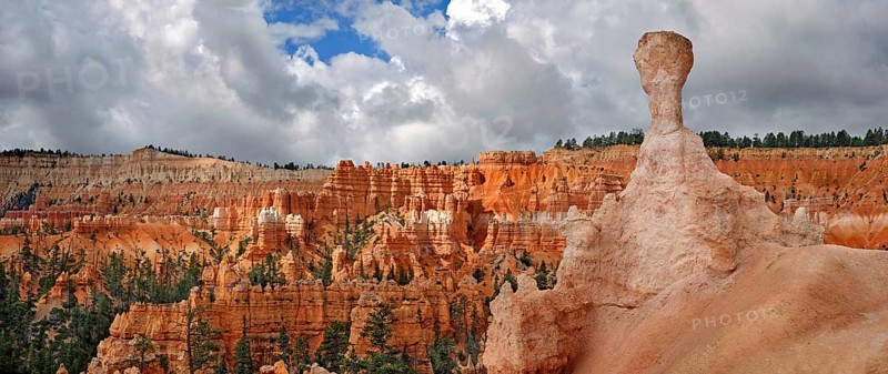 Thor's Hammer, a sandstone pillar or hoodoo formed by erosion in the Queens Garden, Bryce Canyon National Park, Utah, United States