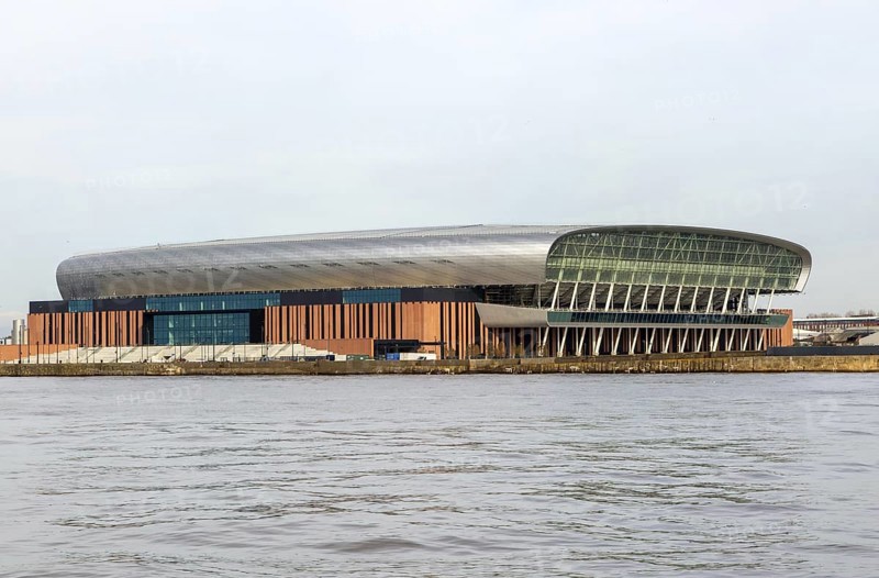 Everton Stadium new ground for Everton Football Club, Bramley-Moore Dock, Vauxhall, Liverpool, England, UK from River Mersey
