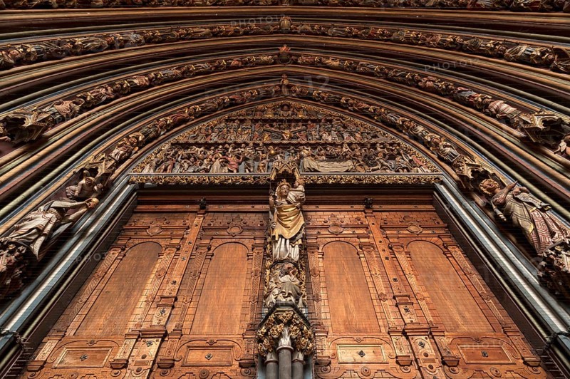 Detail of the entrance gate of the porch,1483, of the Freiburg Minster, 1513, Freiburg, Baden-Württemberg, Germany